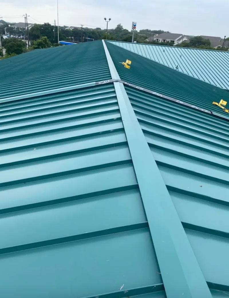 Green commercial metal roof ridge and valley for Metal Roof Repair in Aventura